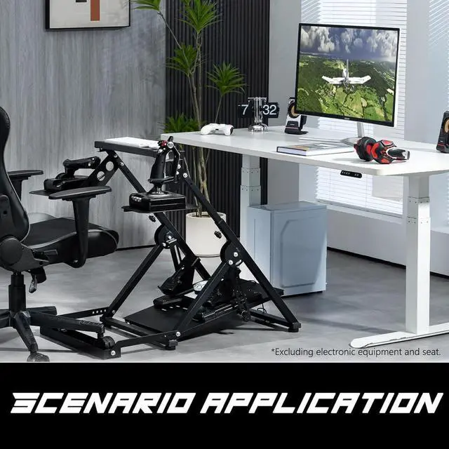 Alt view image 5 of 6 - Minneer Foldable Flight Simulation Cockpit 3.0 with Fixed Slot Fit for Logitech,Thrustmaster HOTAS Warthog,Fanatec,Electronics Adjustable Fight Sim Mount Pedals, Steering Wheel Not Included