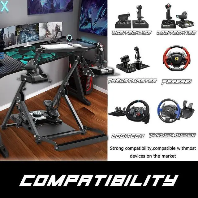Alt view image 6 of 6 - Minneer Foldable Flight Simulation Cockpit 3.0 with Fixed Slot Fit for Logitech,Thrustmaster HOTAS Warthog,Fanatec,Electronics Adjustable Fight Sim Mount Pedals, Steering Wheel Not Included