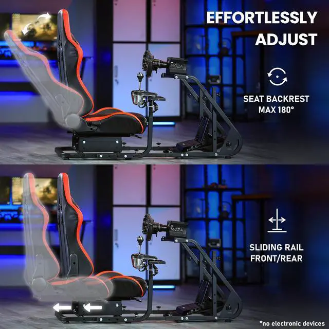 Alt view image 5 of 6 - Minneer G29/G923/G27 Racing Simulator Cockpit with Racing Seat, Applicable to T248PS/ T248XBox /T300RS GT Racing Steering Wheel Frame Adjustable Height Wheel Pedals NOT