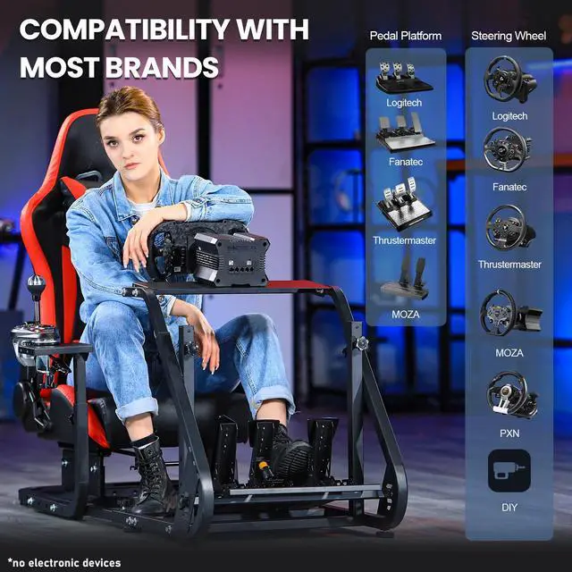 Alt view image 6 of 6 - Minneer G29/G923/G27 Racing Simulator Cockpit with Racing Seat, Applicable to T248PS/ T248XBox /T300RS GT Racing Steering Wheel Frame Adjustable Height Wheel Pedals NOT