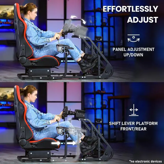 Alt view image 4 of 6 - Minneer G29/G923/G27 Racing Simulator Cockpit with Racing Seat, Applicable to T248PS/ T248XBox /T300RS GT Racing Steering Wheel Frame Adjustable Height Wheel Pedals NOT