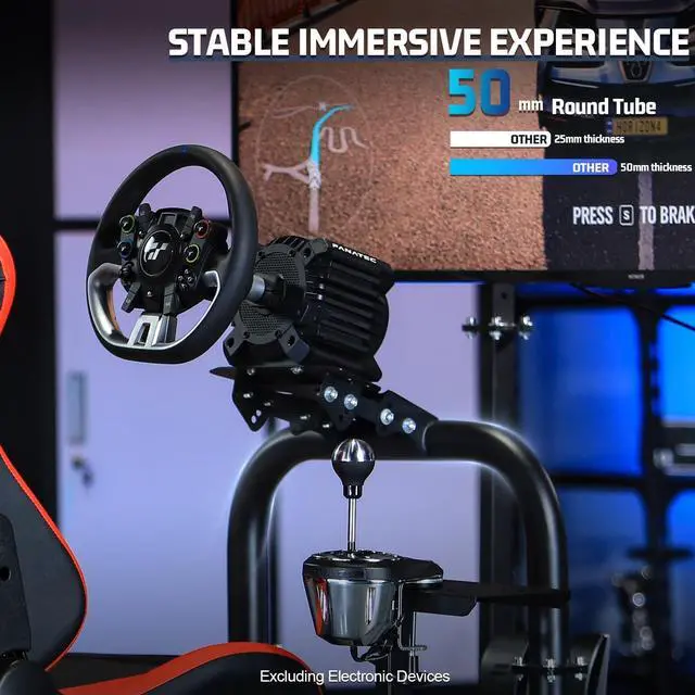 Alt view image 2 of 7 - Minneer Driving Simulator Cockpit with Monitor Stand & Red Seat Fit for G923 G920 T500,Fantec,T3PA/TGT, Racing bracket Steering wheel stand Stable & Strong, Wheel and Pedals Not Included