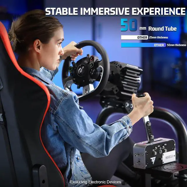 Alt view image 4 of 7 - Minneer Racing simulator Cockpit with Red Seat Fit for Logitech G25 G27 G920,Thrustmaster/Fanatec race car seat, Adjustable driving simulator Steering Wheel Stand, Wheel,Pedal & Shifter Not Include