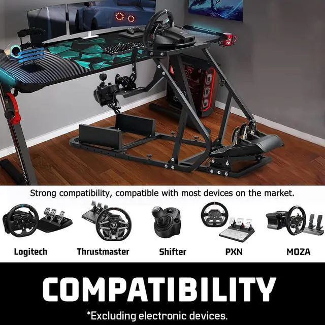 Alt view image 5 of 7 - Minneer Light Series Sim Racing Simulator Cockpit Frame Fit for Logitech/Thrustmaster G29 G923 G920 T-GT T248X T80,Steering Wheel Mount Driving Simulator,Not Include Electronics