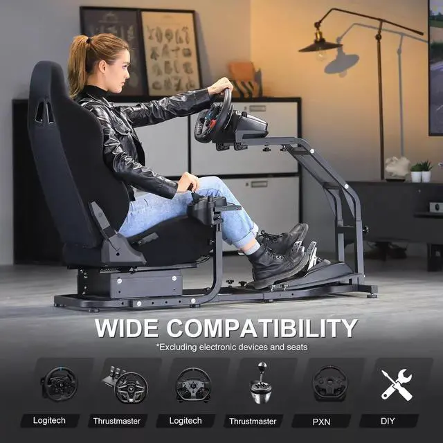 Alt view image 5 of 6 - Minneer G920 Driving Simulator Cockpit Fit for Logitech, Thrustmaster G29/G920/G923/T80/T150 Racing Wheel Stand Adjustable Frame Height Wheel Pedals Seat NOT Included