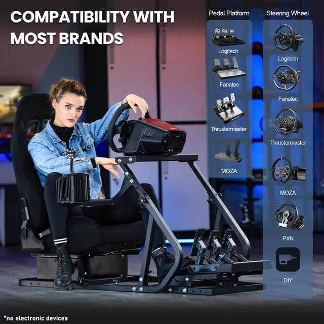Alt view image 6 of 7 - Minneer G29 Racing Simulator Cockpit with Black Seat Compatible with Thrustmaster/Logitech/PXN/Fanatec G29 G923 G920 T300 T248 Directly drive motor within 5n/m