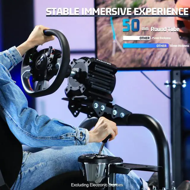 Alt view image 5 of 7 - Minneer Pro Stability racing simulator cockpit Black Racing Seat Equipped with Display TV Stand fit for race car seat Logitech, Thrustmaster, Fanatec, pc, Xbox, Ps5, Wheel Shifter Pedals NOT Included