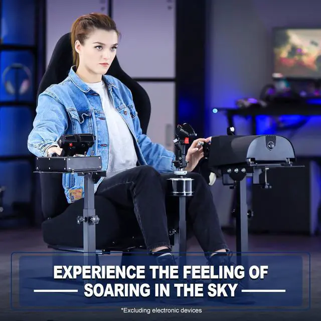 Main image of Minneer Flight Game Black Seat Mount with Double Multiple Shift Lever Compatible with Logitech,Thrustmaster,Hotas Warthog, G29 G27 G923,Flight Sim Stand, Steering Wheel Pedal Shifter Not Included