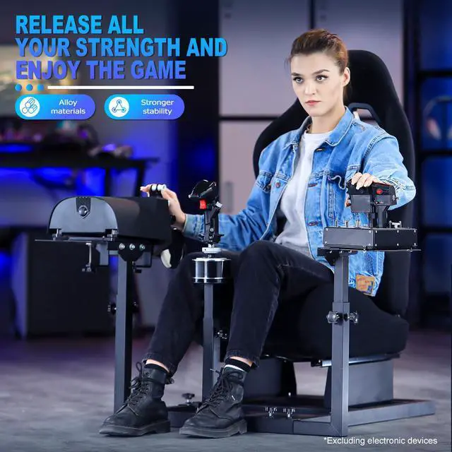 Alt view image 2 of 5 - Minneer Flight Game Black Seat Mount with Double Multiple Shift Lever Compatible with Logitech,Thrustmaster,Hotas Warthog, G29 G27 G923,Flight Sim Stand, Steering Wheel Pedal Shifter Not Included