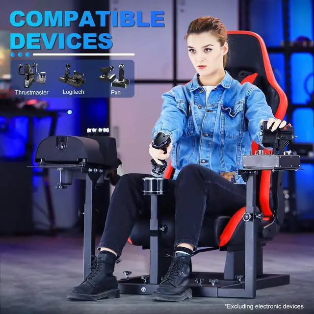 Alt view image 5 of 5 - Minneer Flight Game Red Playseat Cockpit with Double Multiple Shift Lever Compatible with Logitech, Thrustmaster,Hotas Warthog, Flight Sim Stand, Throttle Joystick Keyboard Not Included