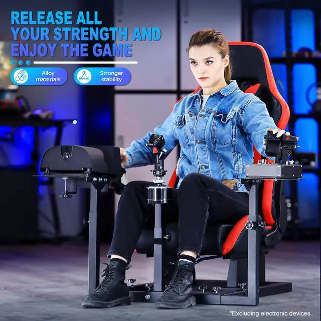 Alt view image 2 of 5 - Minneer Flight Game Red Playseat Cockpit with Double Multiple Shift Lever Compatible with Logitech, Thrustmaster,Hotas Warthog, Flight Sim Stand, Throttle Joystick Keyboard Not Included