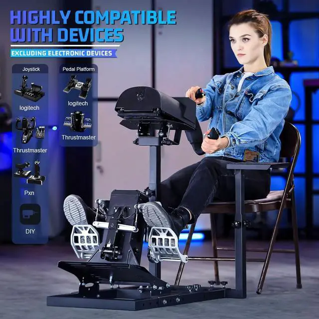 Alt view image 6 of 7 - Minneer  Sim Racing Wheel Stand Adjustable Upgrade Fits for Logitech G29, G920, G923, Thrustmaster T150, T80 Wheels and Pedals NOT Included