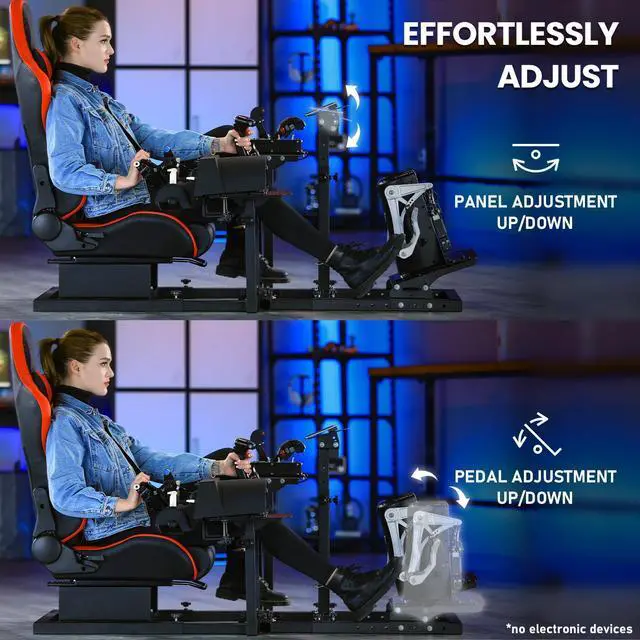 Alt view image 4 of 6 - Minneer RACING/FLYING Simulation Cockpit with Red Seat Hotas Mount Joystick Stand Compatible with Logitech G X52/X52 Pro/X56/X56 Rhino Hotas