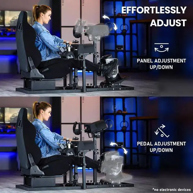 Alt view image 4 of 6 - Minneer Universal Flight Simulation Cockpit with Racing Seat or Racing Wheel Stand Adjustable Compatible with Thrustmaster HOTAS Warthog,Logitech G29 G920  .Not Included Wheels,Pedals,Throttle.