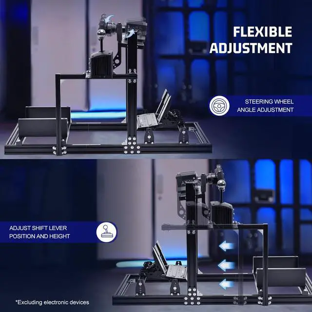 Alt view image 4 of 7 - Minneer G25 Aluminium and Carbon Steel Racing Simulator Cockpit Fits for Logitech/Thrustmaster/Fanatec G29 G920 G923 T300RS Steering Wheel Stand Not Included Shift levers Steering Wheels Pedals