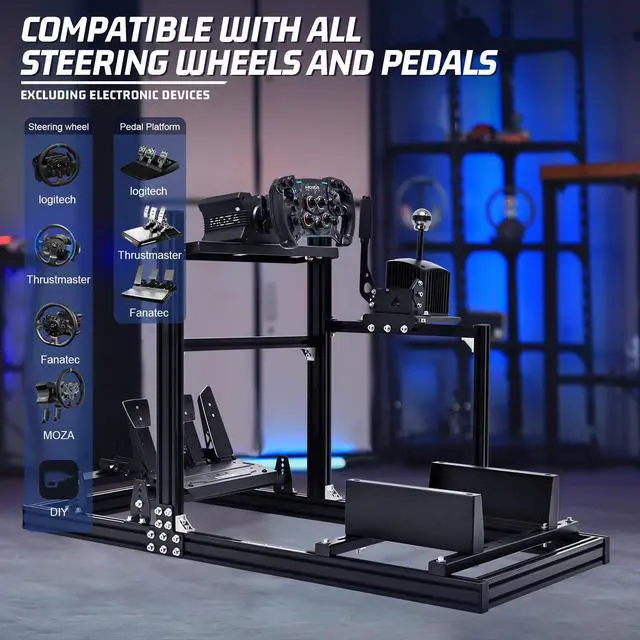 Alt view image 6 of 7 - Minneer G25 Aluminium and Carbon Steel Racing Simulator Cockpit Fits for Logitech/Thrustmaster/Fanatec G29 G920 G923 T300RS Steering Wheel Stand Not Included Shift levers Steering Wheels Pedals