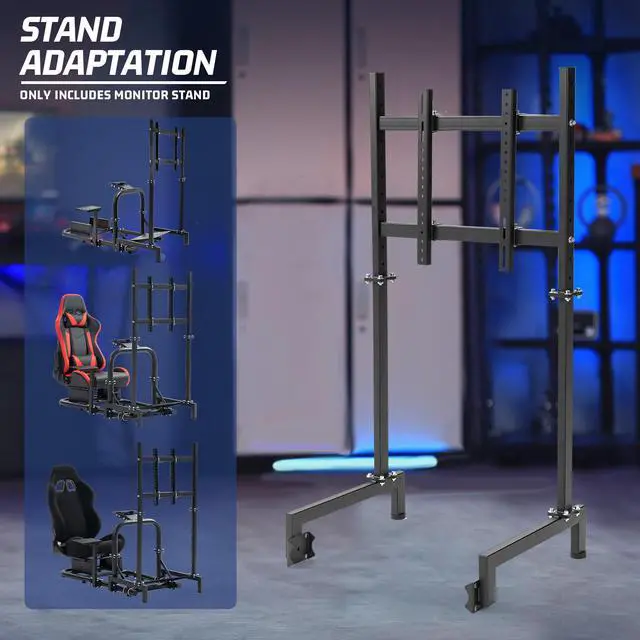 Alt view image 6 of 7 - Minneer Racing Sim Monitor Frame for Racing Simulator Cockpit Support Screens from 24 to 60 inches Stable & Height Position Adjustable Racing TV Mount Display Stand for TV and PC Monitors