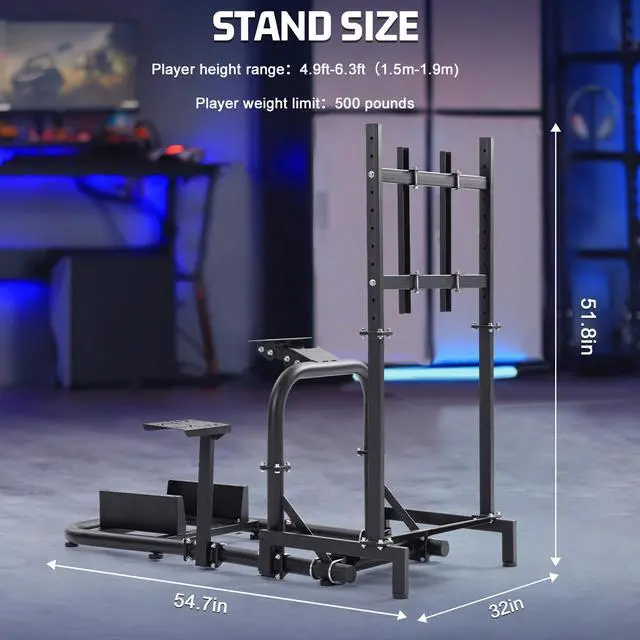 Alt view image 2 of 14 - Minneer Racing Simulator Cockpit with Monitor Stand  Fit for Logitech/Thrustmaster/Fanatec G29 G920 G923 T248 T300 CSL DD, Wheel Shifter Pedals NOT Included