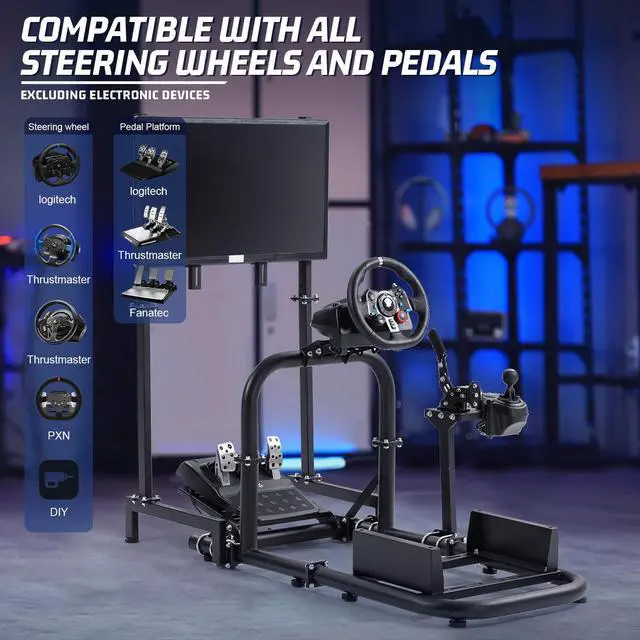 Alt view image 6 of 14 - Minneer Racing Simulator Cockpit with Monitor Stand  Fit for Logitech/Thrustmaster/Fanatec G29 G920 G923 T248 T300 CSL DD, Wheel Shifter Pedals NOT Included