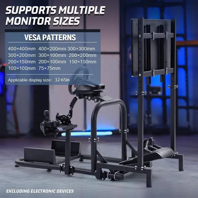 Alt view image 5 of 14 - Minneer Racing Simulator Cockpit with Monitor Stand  Fit for Logitech/Thrustmaster/Fanatec G29 G920 G923 T248 T300 CSL DD, Wheel Shifter Pedals NOT Included