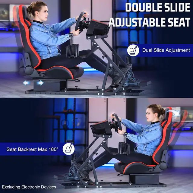 Alt view image 6 of 7 - Minneer G923 Racing Simulator Cockpit with Red Seat Compatible with Thrustmaster, Logitech,PXN, Fanatec Adjustable Mount Steering Wheel, Pedal, Handbrake Not Included