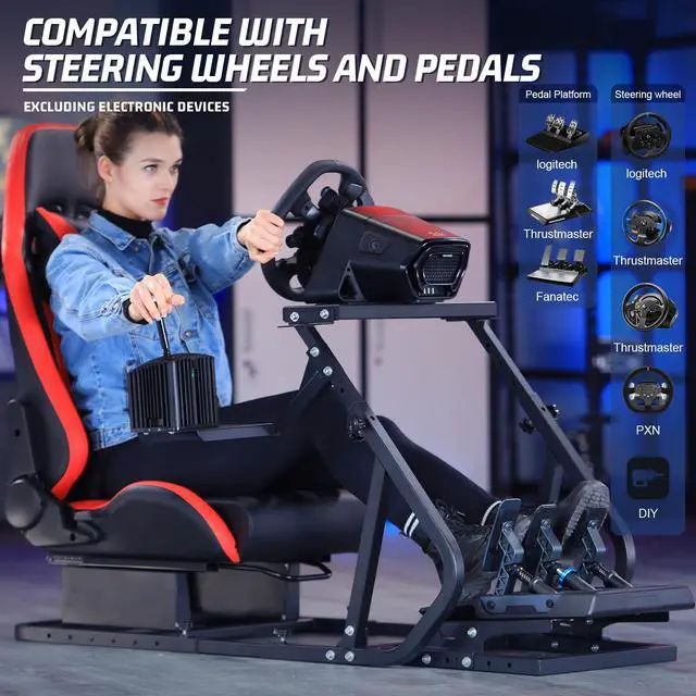 Alt view image 7 of 7 - Minneer G923 Racing Simulator Cockpit with Red Seat Compatible with Thrustmaster, Logitech,PXN, Fanatec Adjustable Mount Steering Wheel, Pedal, Handbrake Not Included