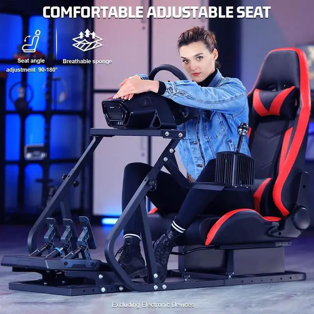 Alt view image 4 of 7 - Minneer G923 Racing Simulator Cockpit with Red Seat Compatible with Thrustmaster, Logitech,PXN, Fanatec Adjustable Mount Steering Wheel, Pedal, Handbrake Not Included