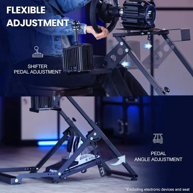 Alt view image 4 of 7 - Minneer Racing Simulation Cockpit with Pulley Chair Fixing for Fanatec Thrustmaster Logitech G25 G27 G920 Gaming Racing Wheel Stand Shifter Wheel Pedals Not Included