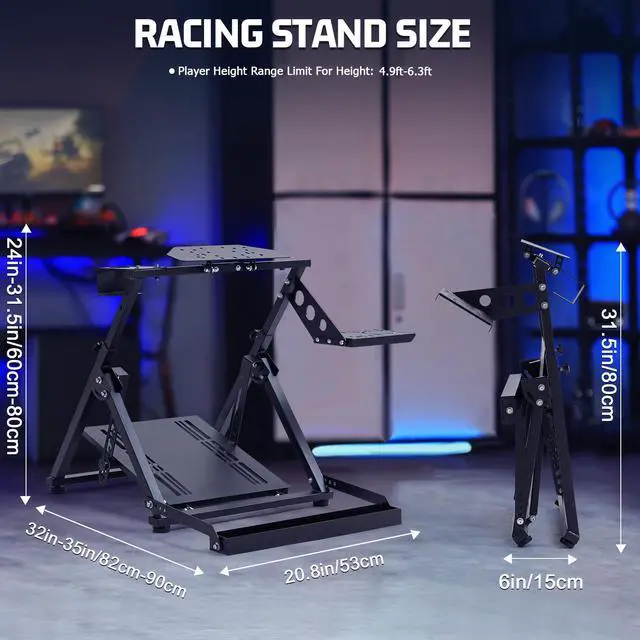 Alt view image 2 of 7 - Minneer Racing Simulation Cockpit with Pulley Chair Fixing for Fanatec Thrustmaster Logitech G25 G27 G920 Gaming Racing Wheel Stand Shifter Wheel Pedals Not Included