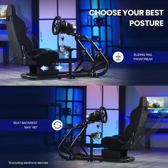 Alt view image 6 of 7 - Minneer X52/G920 Flight/Racing Steering Simulator Cockpit with Gaming Seats, fit Logitech G25 G27 Thrustmaster Fanatac PS4 PS3 Xbox X52pro CSL DD Racing Wheel Stand,Wheel Pedals NOT Included