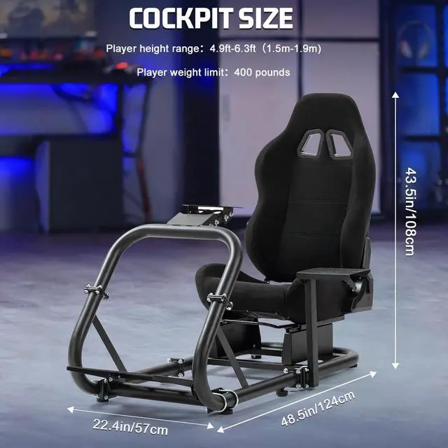 Alt view image 2 of 7 - Minneer X52/G920 Flight/Racing Steering Simulator Cockpit with Gaming Seats, fit Logitech G25 G27 Thrustmaster Fanatac PS4 PS3 Xbox X52pro CSL DD Racing Wheel Stand,Wheel Pedals NOT Included