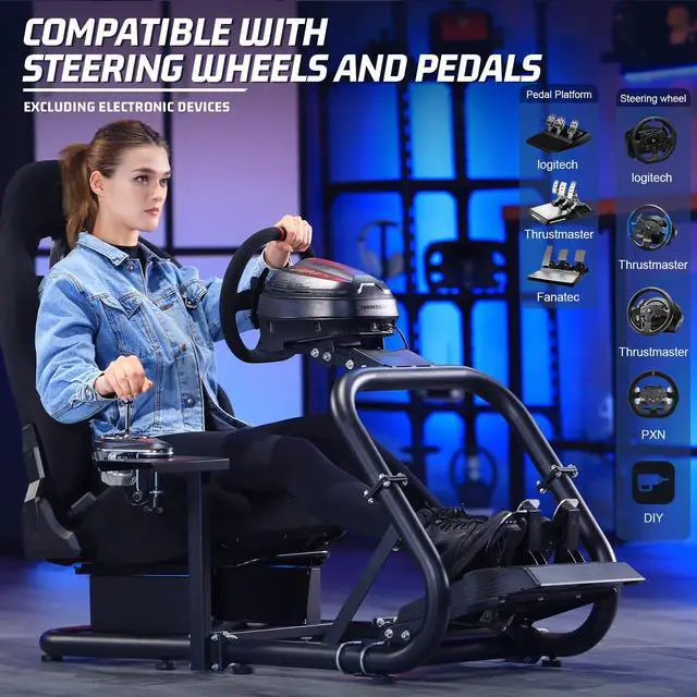 Alt view image 7 of 7 - Minneer X52/G920 Flight/Racing Steering Simulator Cockpit with Gaming Seats, fit Logitech G25 G27 Thrustmaster Fanatac PS4 PS3 Xbox X52pro CSL DD Racing Wheel Stand,Wheel Pedals NOT Included