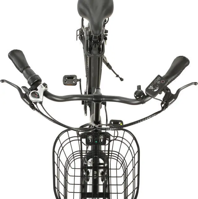 Alt view image 5 of 7 - Ecotric 36V 10AH 350W 26inch black Peacedove Commute Step-Through electric city bicycle with basket, Shimano 7-speed and rear rack