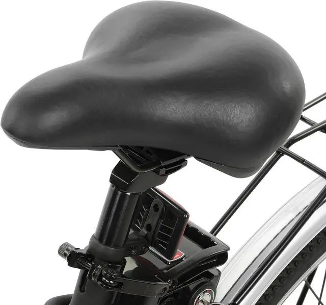 Alt view image 6 of 7 - Ecotric 36V 10AH 350W 26inch black Peacedove Commute Step-Through electric city bicycle with basket, Shimano 7-speed and rear rack