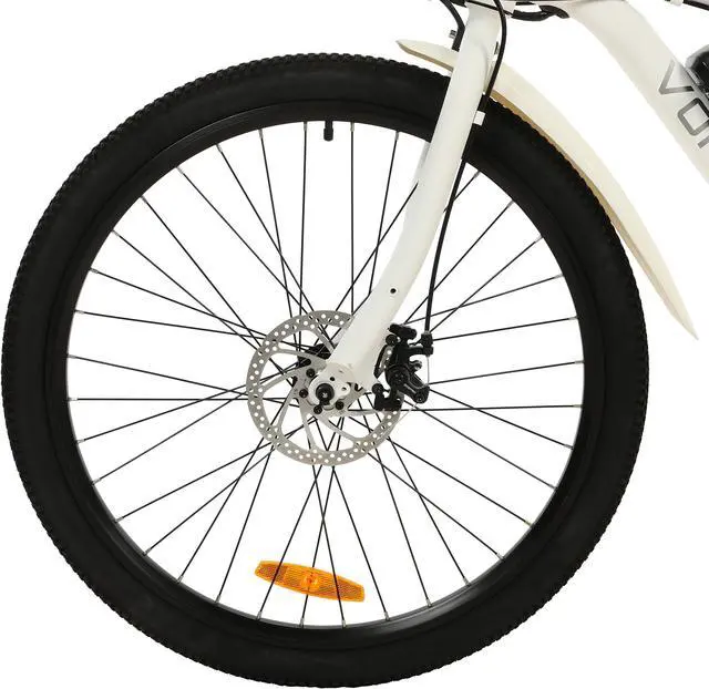 Alt view image 7 of 7 - Ecotric UL Certified 36V 12.5AH 350W white Vortex Electric City Bicycle for commuters, front suspension fork, Shimano 7-speed