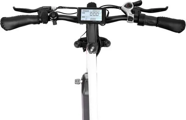 Alt view image 3 of 7 - Ecotric UL Certified 36V 500W white Leopard Electric Mountain Bicycle, front suspension fork, Shimano 7-speed, LCD display