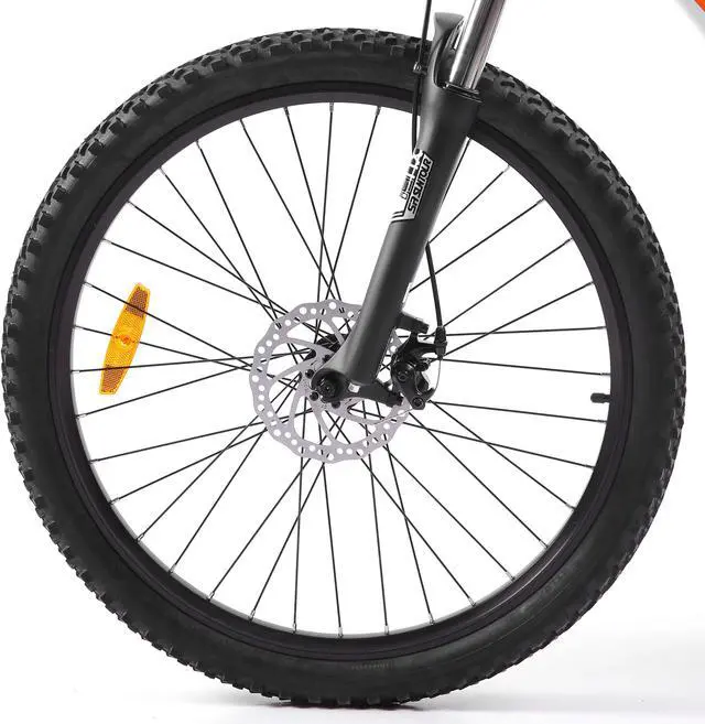Alt view image 6 of 7 - Ecotric UL Certified 36V 500W white Leopard Electric Mountain Bicycle, front suspension fork, Shimano 7-speed, LCD display