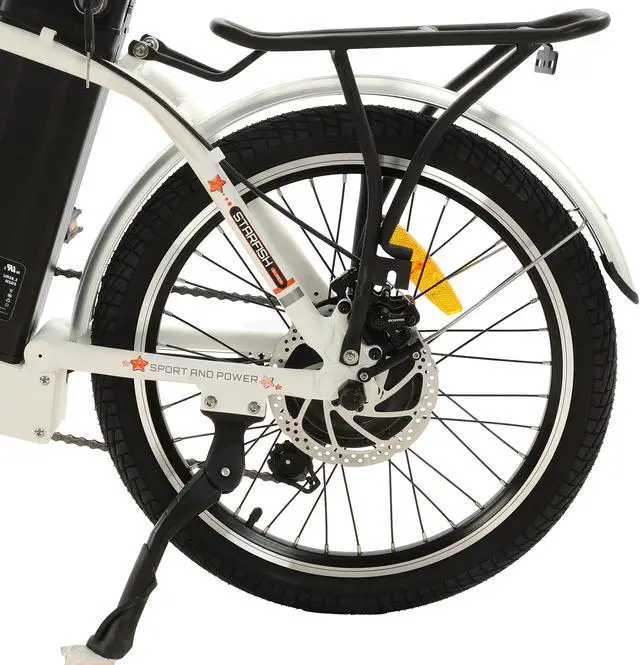 Alt view image 7 of 7 - Ecotric UL Certified 36V 350W 20inch white Starfish portable and folding electric bicycle for teenagers and adults, Shimano 7-speed, dry cell front light