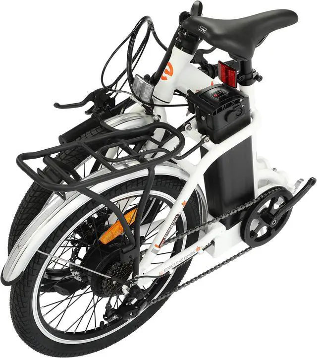 Alt view image 3 of 7 - Ecotric UL Certified 36V 350W 20inch white Starfish portable and folding electric bicycle for teenagers and adults, Shimano 7-speed, dry cell front light