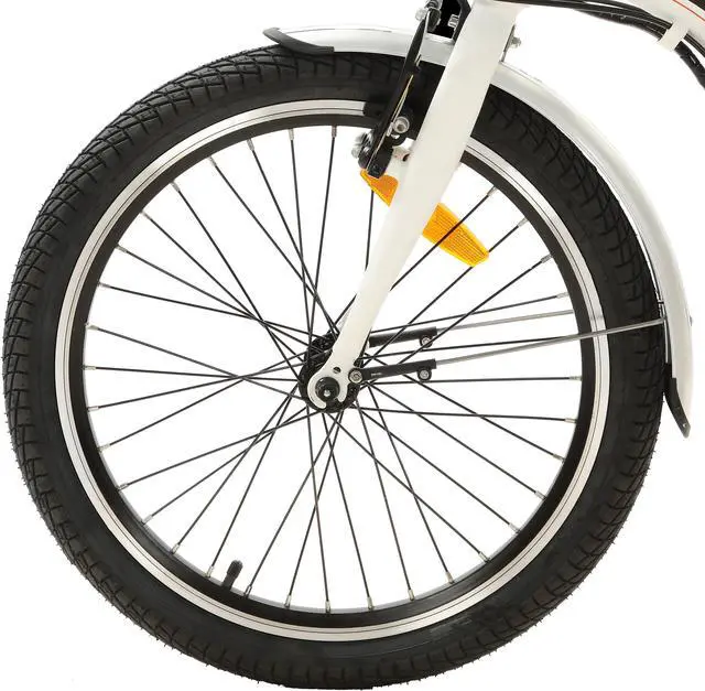 Alt view image 6 of 7 - Ecotric UL Certified 36V 350W 20inch white Starfish portable and folding electric bicycle for teenagers and adults, Shimano 7-speed, dry cell front light