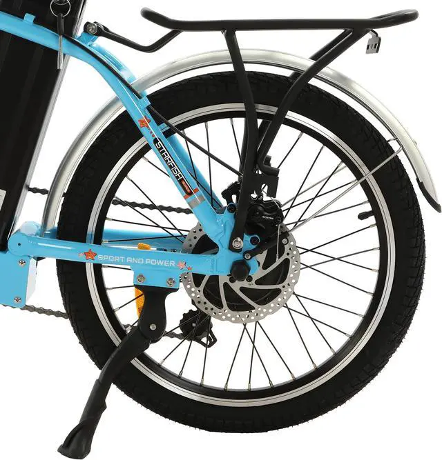 Alt view image 7 of 7 - Ecotric UL Certified 36V 12.5Ah 350W 20inch Blue Starfish fordable electric city bike for teenagers and adults, Shimano 7-speed, dry cell front light
