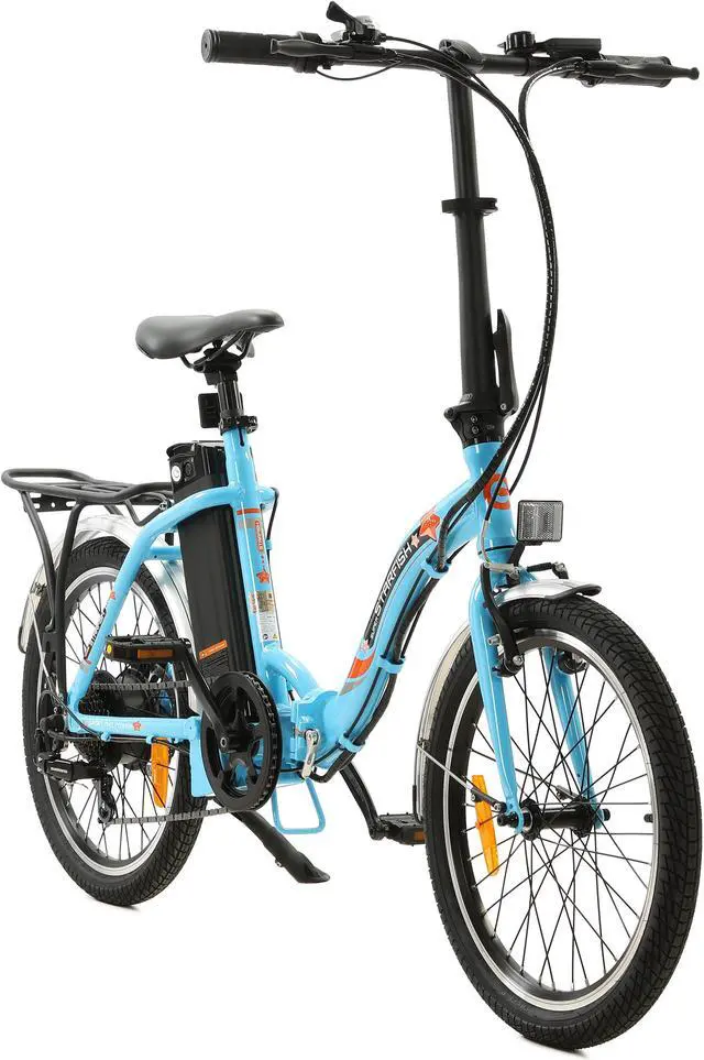 Alt view image 2 of 7 - Ecotric UL Certified 36V 12.5Ah 350W 20inch Blue Starfish fordable electric city bike for teenagers and adults, Shimano 7-speed, dry cell front light