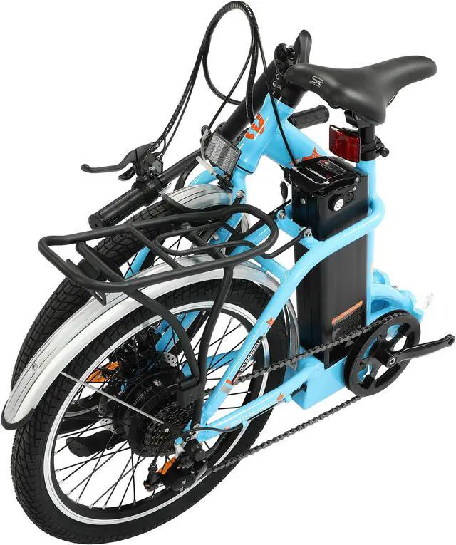 Alt view image 4 of 7 - Ecotric UL Certified 36V 12.5Ah 350W 20inch Blue Starfish fordable electric city bike for teenagers and adults, Shimano 7-speed, dry cell front light