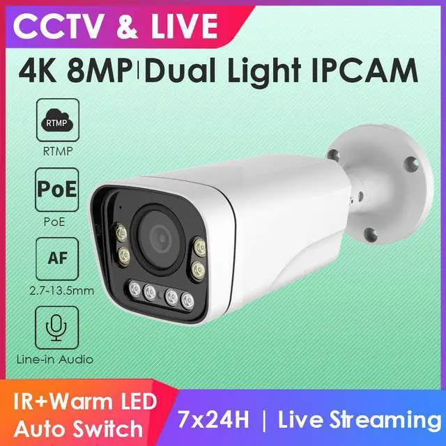 Alt view image 2 of 4 - EXVIST 4K(8MP) Varifocal Wireless Bullet Outdoor Security Camera, Dual Light, 2.7mm~13.5mm Motorized Lens, IP66, Human Detection, RTMP to YouTube/Facebook etc.