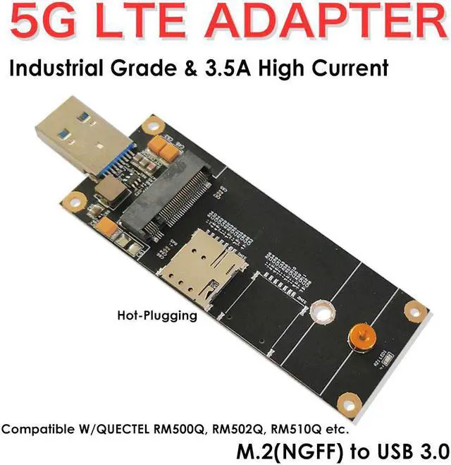 Alt view image 2 of 5 - EXVIST 5G LTE Industrial M.2(NGFF) to USB3.0 Adapter W/Nano SIM Card Slot for 5G LTE Module Like Quectel RM500Q etc. Applicable for M2M & IoT Applications Like Raspberry Pi Industrial Router etc.
