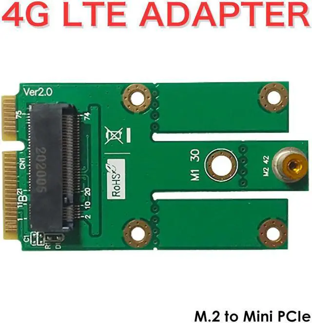 Alt view image 2 of 3 - EXVIST 4G LTE M.2(NGFF) to Mini PCIe Adapter W/O SIM Card Slot for 4G/3G LTE Module Suitable for M2M & IoT Applications Like Raspberry Pi Industrial Router Video Surveillance etc.
