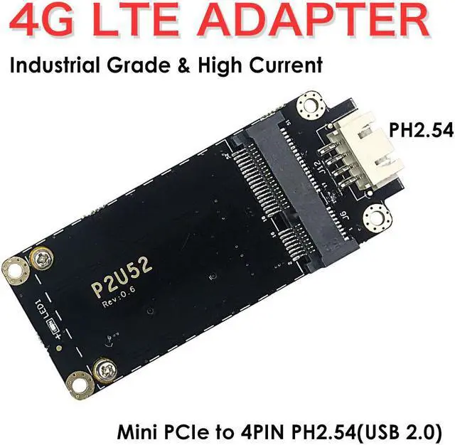Alt view image 2 of 4 - EXVIST 4G LTE Industrial Mini PCIe to USB Adapter USB(4PIN PH2.54) Connector W/SIM Card Slot for WWAN/LTE 3G/4G Module Suitable for M2M & IoT Applications Like Raspberry Pi Industrial Router IP Camera
