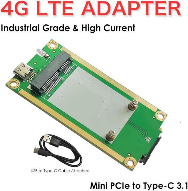 Alt view image 2 of 5 - EXVIST 4G LTE Industrial Mini PCIe to USB (Type-C 3.1) Adapter W/SIM Card Slot for WWAN/LTE 3G/4G Module Suitable for M2M & IoT Applications Like Raspberry Pi Industrial Router IP Camera