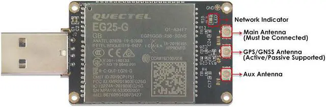 Alt view image 3 of 5 - EXVIST 4G LTE USB Dongle W/EG25-G LCC IoT/M2M-optimized LTE Cat 4 Module SIM Card Slot GPS for Global