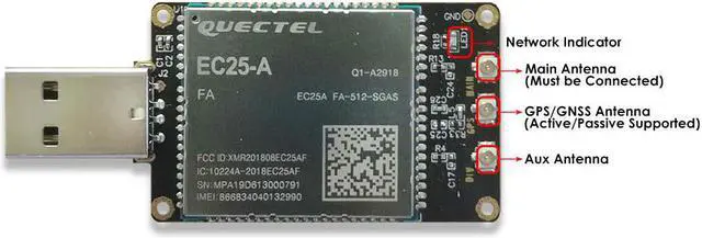 Alt view image 3 of 5 - EXVIST 4G LTE USB Dongle W/EC25-A LCC, SIM Card Slot, GPS, Carrier AT&T/T-Mobile/Rogers/Telus LTE FDD B2/B4/B12